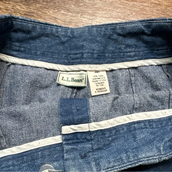 LL Bean Denim Maxi Skirt Size 8 Buffalo Silver Button Down Western Conservative - Picture 6 of 6